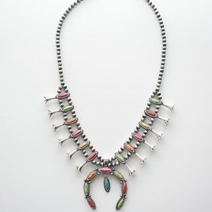 Multi Color El Verano Silver Pearl Necklace Western Jewelry